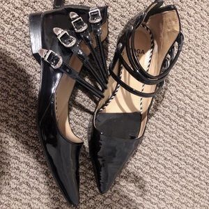 Toga Pulla three Buckle pointy flats